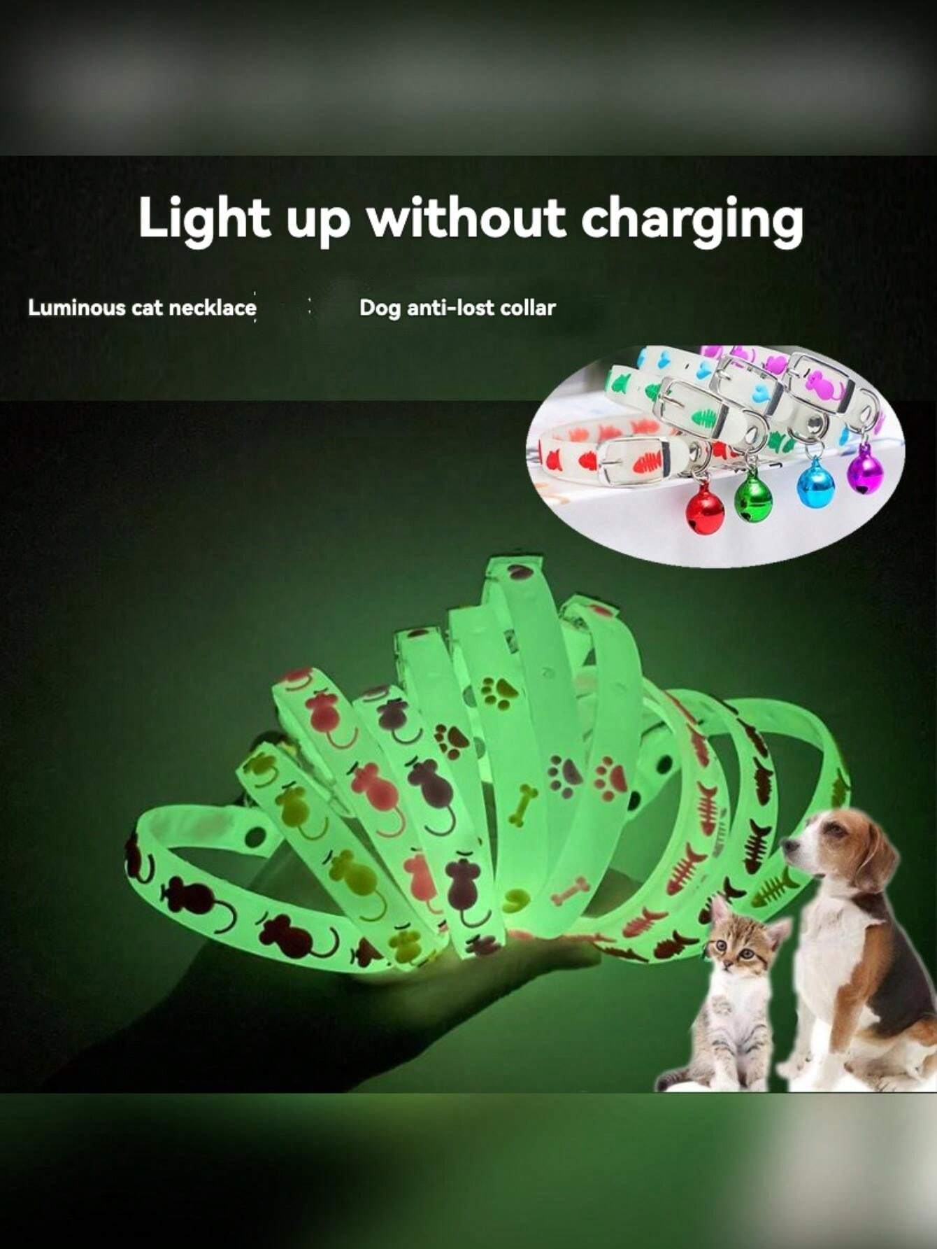 1pc Night Reflective & Anti-Loss Collar With Fluorescent Bell ...