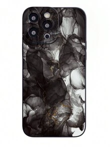 Capa para celular com estampa de mármore fumê (1 unidade) compatível com iPhone, Redmi, OPPO/Realme, VIVO e Infinix. - Preto - Ver 4