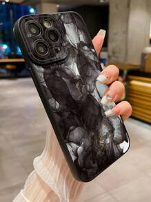 Capa para celular com estampa de mármore fumê (1 unidade) compatível com iPhone, Redmi, OPPO/Realme, VIVO e Infinix. - Preto - Ver 3