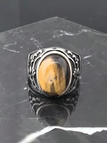 Natural Stone Stainless Steel 316 Ring Fashion Jewelry Retro Rings - Steel Ring - View 4