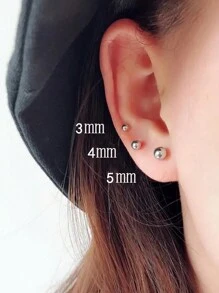 2个20G不锈钢球形耳钉，2-5mm扁平耳骨耳屏鼻环，女士耳部穿刺饰品 - 球平底耳釘 - 查看 4