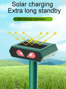 1入組閃光動物驅趕器，戶外太陽能超聲波防蟲驅鼠器，可驅趕老鼠、松鼠、鹿、浣熊、臭鼬、兔子、狗、貓 - 動物驅逐器A款 - 查看 8