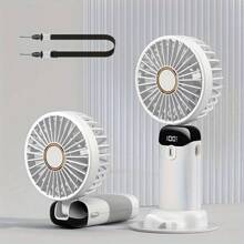 手持風扇，便攜風扇電池操作帶LED，小型個人USB折疊護膚無線冷卻靜音手持小風扇，迷你手持風扇 - 白色 - 查看 1