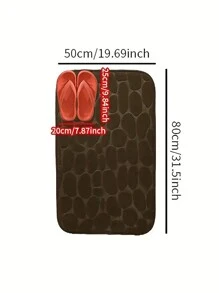 1 件咖啡色/棕色吸水防滑纤维鹅卵石印花入口门垫地毯房间装饰浴室配件 - 咖啡棕 - 查看 12