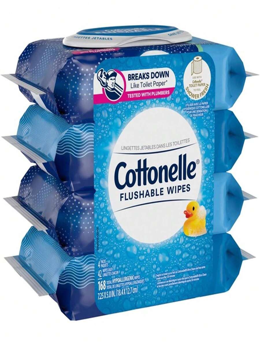7.25 In. Cottonelle Flushable Wipes, White - Pack Of 4 - White - View 1