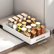 1pc Adjustable Pull-Out Cabinet Organizer - Expandable Metal Drawer For Kitchen Spices, Pots & Dishes Storage - Multicolor - View 13