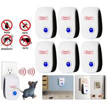 Dazone 6 Pack Ultrasonic Pest Control Repeller US Plug-In Reject Rat Mouse Mice Spider Roaches Home Indoor Electronic Repellent - White - View 1