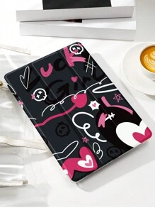 1 pièce Étui de protection pour tablette avec motif de diable sweetheart, anti-chute, avec porte-stylet, fonction de sommeil/réveil, compatible avec Samsung, Huawei, Xiaomi et iPad - Multicolore - Voir 3