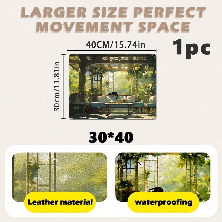 1入組，雙面皮革材質，長方形鼠標墊，現代藝術，可愛貓咪桌墊，動漫可愛桌墊，遊戲鼠標墊，大號鼠標墊，動漫桌墊，適用於電腦和電競鍵盤墊，客廳臥室辦公室配件裝飾性桌面理想禮品 - 彩色 - 查看 15