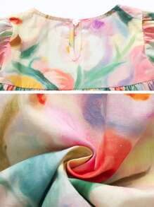 Girls' Summer Dress, Young Girl' Cute Short Sleeve Dress, New Young Girl' Summer Clothes, Loose Floral Print Dress