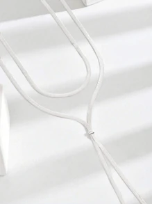 1 Máy Tính Thời Trang Âu Mỹ Mới Da Rắn Dây Chuyền Chữ Y Dài Vòng Cổ Đơn Giản - Bạc - Xem 2