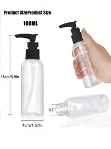 1/3/5pcs Clear Travel Bottles Pump Bottles Dispenser 100/50ml Lotion Pump Bottles Travel Toiletry Bottles Leak Proof For Lotion Body Wash Shampoo Conditioner Travel Size Cosmetics, Home TravelTravel Essentials ,Travel Organizer For Beach ,Summer Vacation Back To School School Supplies Holiday Camping Holiday Essentials Accessories Mini Perfume For Women Perfume For Men Perfume - Black - View 4