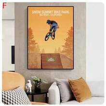 1PC Sport Mountain Bike Riding Canvas Painting MTB Wall Art Picture Abstract Retro Travel Landscape Mountain Biker Poster Home Decor Unframed - Blue - View 38