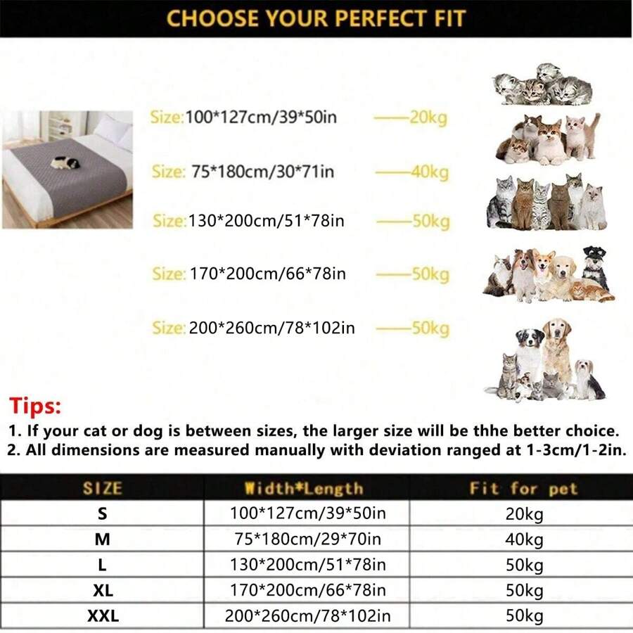 1pc Dark Grey Waterproof And NonSlip Pet Bed Mat, Pet Blanket, Pet