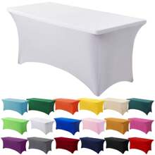 1/2 piezas Mantel de spandex, cubierta de mesa elástica, mantel rectángulo ajustado, cubierta de mesa elástica universal para bodas, banquetes, fiestas y eventos en el patio