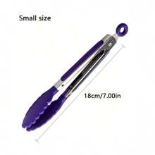 1pc Small Kitchen Tongs, 7-Inch Mini Food Tongs, Heat Resistant Nylon Tips Tongs For Cooking, Serving, BBQ, Grilling, Salad And More, Kitchen Stuff, Baking Tools