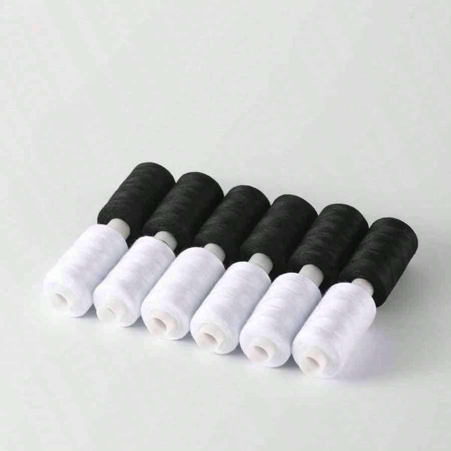 40/2 Black & White 500 Yard Polyester Sewing Thread, Suitable For Household Sewing Machines And Handcraft DIY; High Quality And Durable