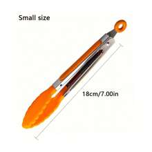 1pc Small Kitchen Tongs, 7-Inch Mini Food Tongs, Heat Resistant Nylon Tips Tongs For Cooking, Serving, BBQ, Grilling, Salad And More, Kitchen Stuff, Baking Tools