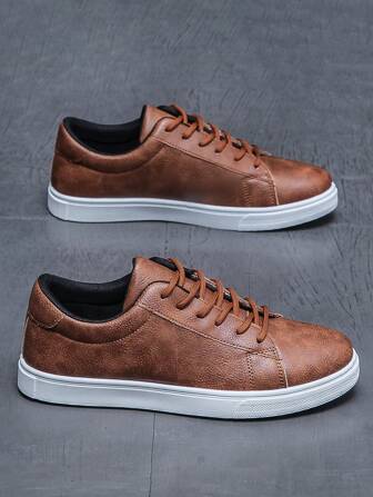 Men's Casual Sports Shoes Non-Slip Student Sneakers, All-Season White Shoes With Versatile Style Valentines