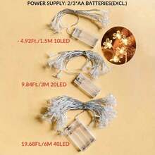 1Pc 10LED/20LED/30LED/40LED Đèn LED Dây Hoa Anh Đào Hoạt Động Bằng Pin Trong Nhà Không Khí Cổ Tích Đèn LED Hoa Cho Sân Sau Sân Vườn Tiệc Trong Vườn Phòng Ngủ Phòng Khách Lớp Học Trang Trí Cắm Trại - Nhiều màu - Xem 3
