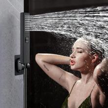1Set High Pressure 6/8'' Rain Shower Head With Two-In-One Handhead Shower, Equipped 78" Extra Long Hose - Black - View 6