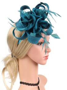 1pc Women Fascinators Linen Material With Feather Party Headwear Flower Kentucky Derby Headpiece Tea Party Hat For Mother's Day Gift Halloween