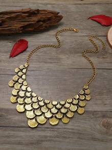 Thời Trang Vintage Hình Học Lá Khớp Hợp Kim Vòng Cổ Hợp Thời Trang Nữ Ngắn Xương Đòn Dây Chuyền - màu vàng cổ xưa - Xem 8