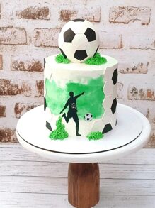 1 pieza Copa de pastel de fútbol con diseño de balón de fútbol, decoración de torta de fútbol para tema de fiesta de fútbol, decoración de pastel para cumpleaños de hombres, topper para cupcakes - Blanco y Negro - Ver 3
