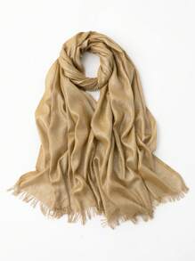 Pañuelo/hijab/pañuelo de cuatro caras impreso con hilo dorado/plateado, accesorio de playa para invierno y otoño - Multicolor - Ver 26