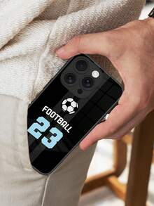 足球主题 1 件定制足球球衣款式名称和号码印制 Apple iPhone 手机壳，钢化玻璃材质，全覆盖手机壳，兼容 iPhone 6/7/8/Pro/Max。送给他/她或男朋友/女朋友的定制礼物的理想选择。 - 黑色 - 查看 3