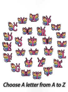 1 Peça Encantos de Decoração de Sapato da Série de Borboletas do Alfabeto, Acessórios de Plástico Destacáveis para DIY em Tamancos, Sandálias, Bolsas de Praia, Presente para Festa de Feriado (Feito à Mão, Pode ter Resíduos de Cola ou Pequenos Defeitos na Parte Traseira, Que Não Afetam o Uso Normal)