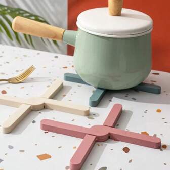 1入組矽膠耐熱墊可摺疊防滑鍋盤墊桌墊餐盤盤架杯墊廚房桌面墊