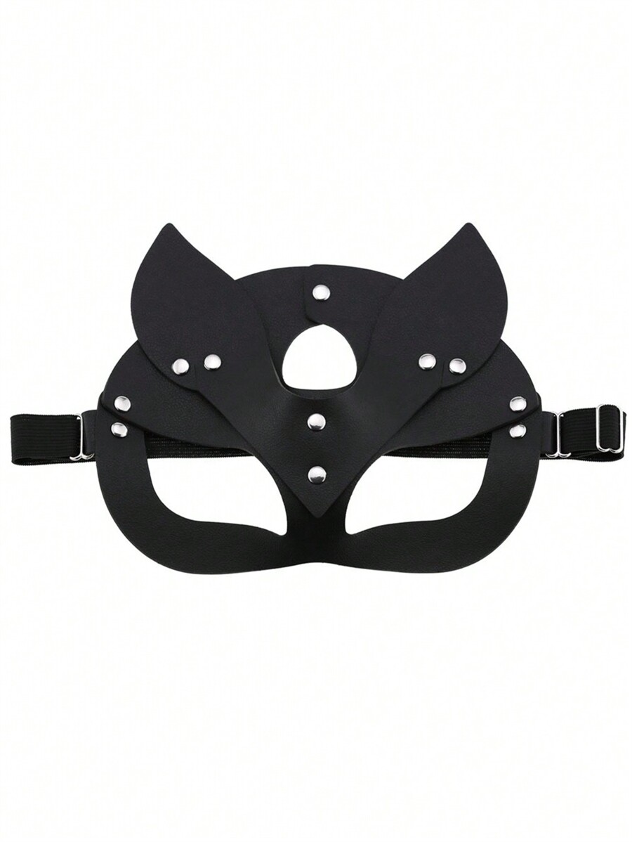 1pc Personalized Fox Shaped PU Leather Mask For Masquerade Party
