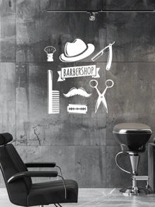 Decoración rústica de barbería: Calcomanías de pared de barbería, pegatinas de pared inspiradas en la naturaleza para salón de belleza, letreros de barbería murales removibles de vinilo para acentos de pared de salón de belleza, estética de barbería retro - Multicolor - Ver 7