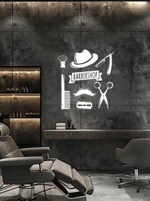 Decoración rústica de barbería: Calcomanías de pared de barbería, pegatinas de pared inspiradas en la naturaleza para salón de belleza, letreros de barbería murales removibles de vinilo para acentos de pared de salón de belleza, estética de barbería retro - Multicolor - Ver 8