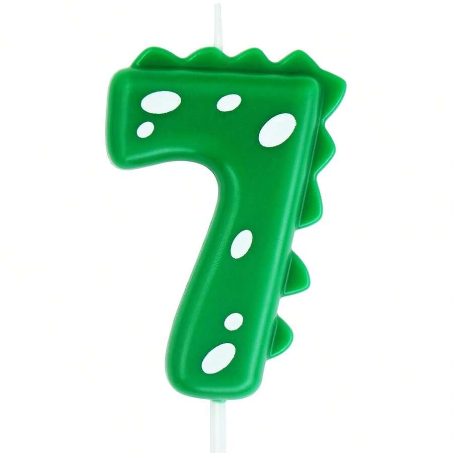 1支绿色数码蜡烛，生日蜡烛，恐龙数码图案，0-9岁儿童派对蜡烛，返校季，情人节
