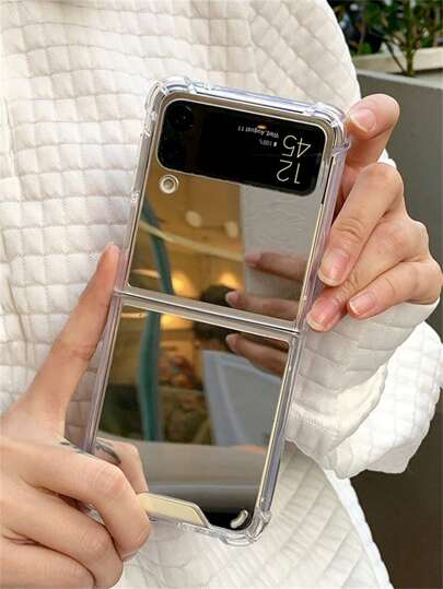 Luxury Make Up Mirror Case Compatible With Samsung Galaxy Z Flip7 Z Flip6 Z Flip 5 4 3 Flip4 Flip3 Flip5 Z Flip 3 4 5 Shockproof Corner Hard Anti-Drop Cover