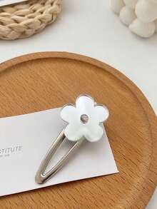 2入組Y2K銀鏡面女士髮夾，心形花卉流淚形狀的髮飾夾，可以用於修剪和側髮裝飾的短鱷魚夾