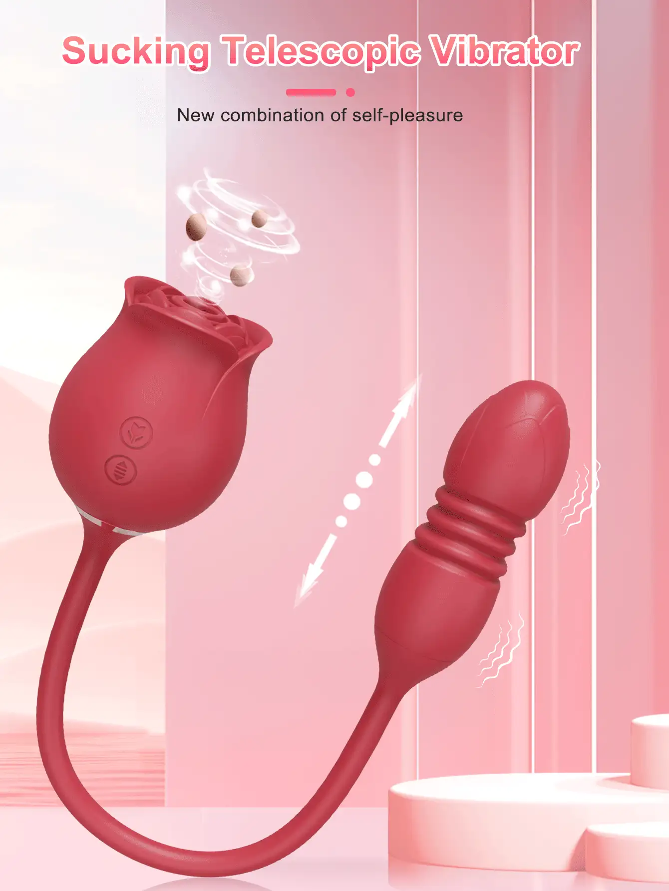 Juguete sexual con forma de rosa para estimulación clitoriana con vibración y succión, estimulador clitoriano y G-spot con 10 modos de vibración, juguete sexual para adultos