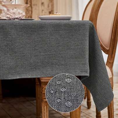 1 Khăn trải bàn bằng vải lanh hình chữ nhật, không thấm nước, chống dầu, khăn trải bàn trang trí nhà bếp chống nhăn, thích hợp cho khách sạn, đám cưới, tiệc tùng, sinh nhật