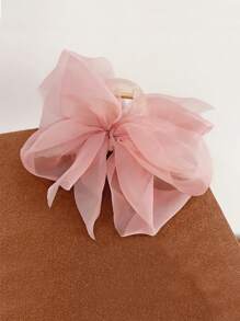 1pc Pink Gentle Mesh Hair Clip For Women, Back Head Hair Claw Hair Accessory, Suitable For Daily Use Pink Accessories Valentine's Day Valentines Hair Clips Hair Jaw Clip Hair Clamps Hair Clutch Hair Catcher Clip, Claw Clip Fall Winter Hair Accessories For Women Bows For Vacation Outfits Woman