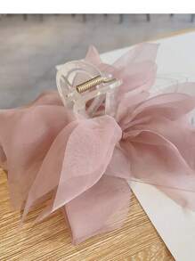 1pc Pink Gentle Mesh Hair Clip For Women, Back Head Hair Claw Hair Accessory, Suitable For Daily Use Pink Accessories Valentine's Day Valentines Hair Clips Hair Jaw Clip Hair Clamps Hair Clutch Hair Catcher Clip, Claw Clip Fall Winter Hair Accessories For Women Bows For Vacation Outfits Woman