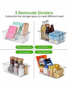 Plastic Pantry Organizers And Storage Bins With Removable Dividers – Perfect Kitchen Organization Or Pantry Storage – Refrigerator Organizer Bins, Cabinet Organizers (1 Pack) - Clear - View 5