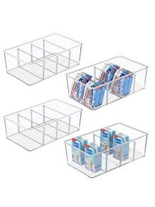 Plastic Pantry Organizers And Storage Bins With Removable Dividers – Perfect Kitchen Organization Or Pantry Storage – Refrigerator Organizer Bins, Cabinet Organizers (1 Pack) - Clear - View 3