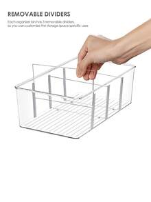 Plastic Pantry Organizers And Storage Bins With Removable Dividers – Perfect Kitchen Organization Or Pantry Storage – Refrigerator Organizer Bins, Cabinet Organizers (1 Pack) - Clear - View 9