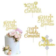 1 件/5 件十字架蛋糕装饰纸板上帝保佑蛋糕装饰用于派对蛋糕装饰洗礼 B Aby Showers - 彩色 - 查看 2