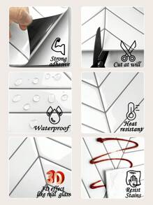 Geometric Chevron Peel & Stick Wall Tile Decals - Modern Minimalist Home Decor With Fresh Color.Waterproof And Anit-Oil Wall Paper.Stick On Tiles