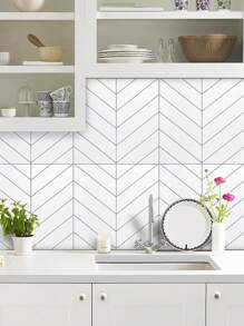 Geometric Chevron Peel & Stick Wall Tile Decals - Modern Minimalist Home Decor With Fresh Color.Waterproof And Anit-Oil Wall Paper.Stick On Tiles