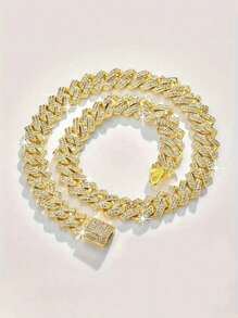 1 件欧美嘻哈项链/手链,水钻时尚男士金属链项链,夏季海滩派对项链/手链 - 菱形 - 查看 6