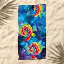 1 pezzo Asciugamano da spiaggia ad asciugatura rapida con stampa di tartaruga marina e cielo stellato, per feste in spiaggia e piscina - accessorio da spiaggia per vacanze, telo da spiaggia e asciugamano da piscina per viaggi estivi, vacanze, decorazione bagno, articoli essenziali da spiaggia